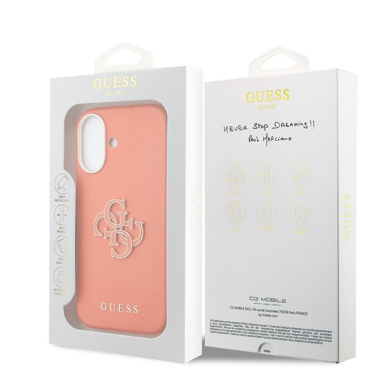 Guess PU Resin Logo kryt iPhone 17 oranžový