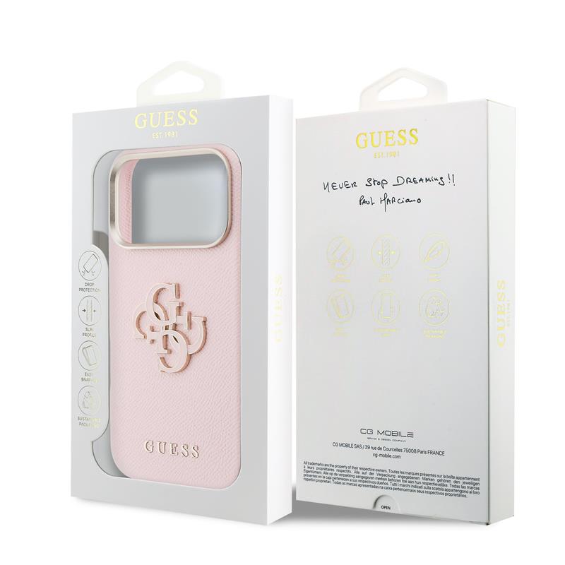 Guess PU Resin Logo kryt iPhone 17 Pro ružový