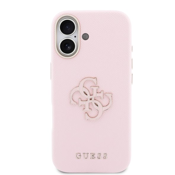 Guess PU Resin Logo kryt iPhone 17 růžový