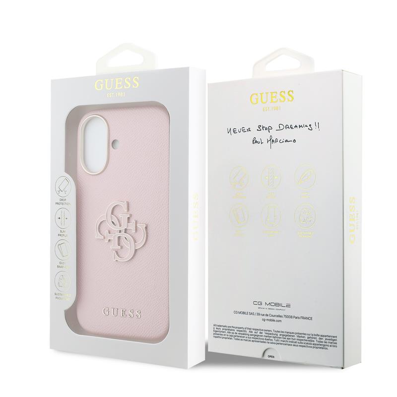 Guess PU Resin Logo kryt iPhone 17 růžový