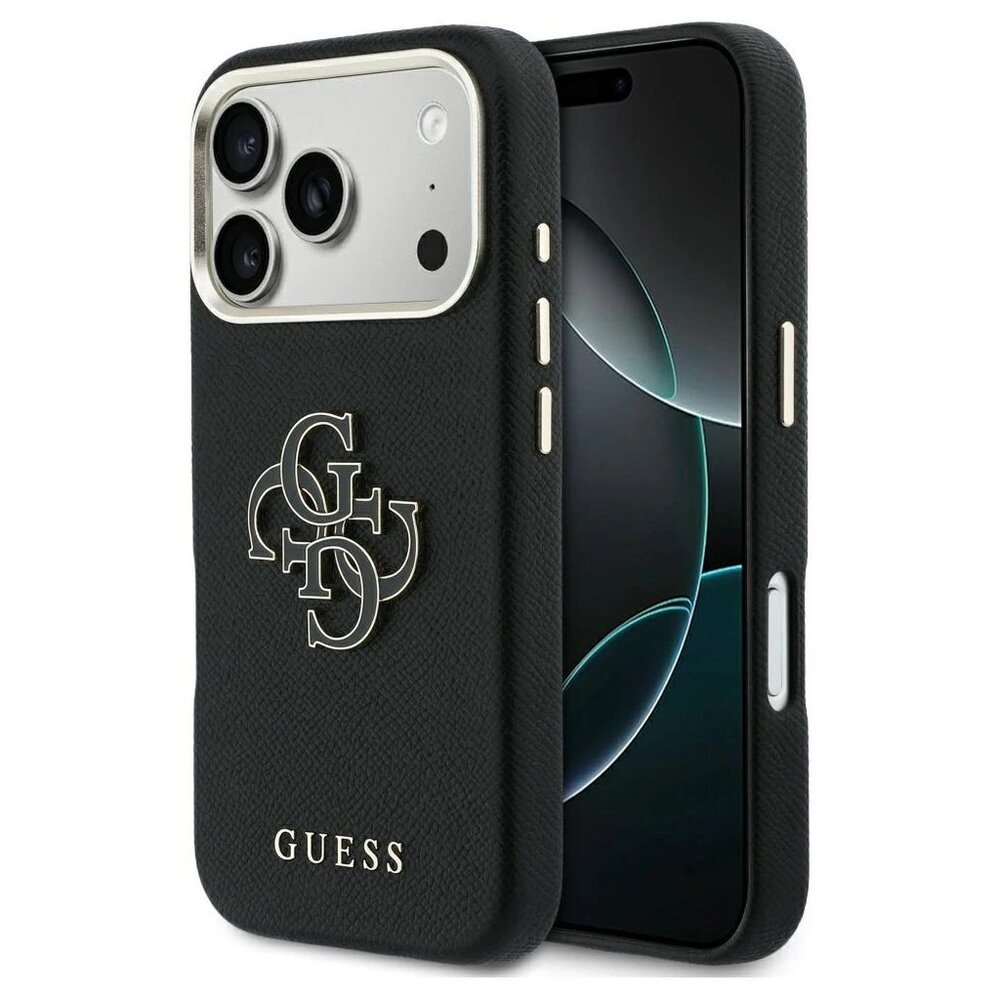 Guess PU Resin Logo kryt iPhone 17 Pro Max čierny