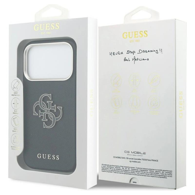 Guess PU Resin Logo kryt iPhone 17 Pro Max čierny