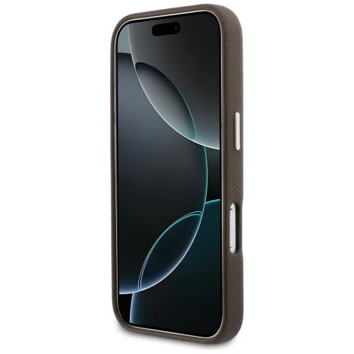 Guess PU Resin Logo kryt iPhone 17 Pro hnedý