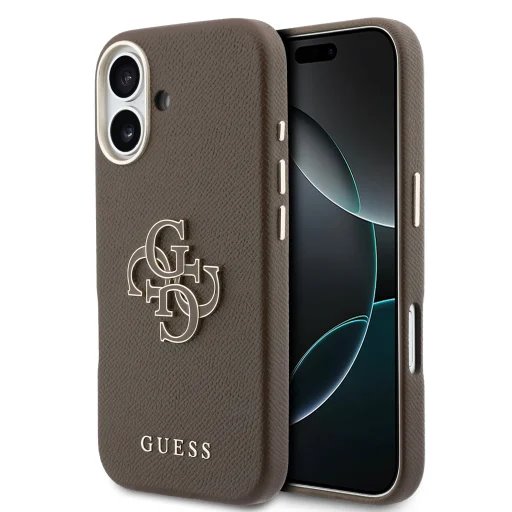 Guess PU Resin Logo kryt iPhone 17 hnedý