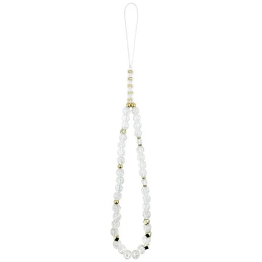 Guess IML Glitter Script Strap MagSafe kryt iPhone 17 Pro Max biely