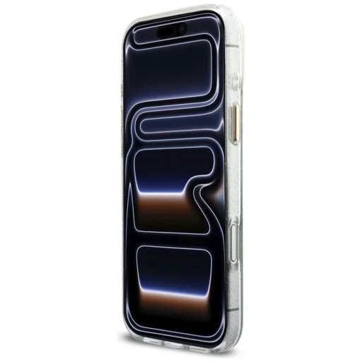 Guess IML Glitter Script Strap MagSafe kryt iPhone 17 Pro Max biely