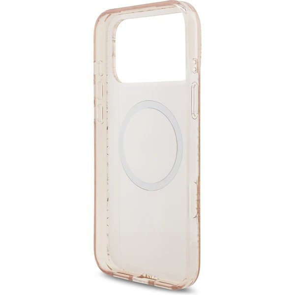 Guess IML Flowers Allover Strap MagSafe kryt iPhone 17 Pro Max ružový