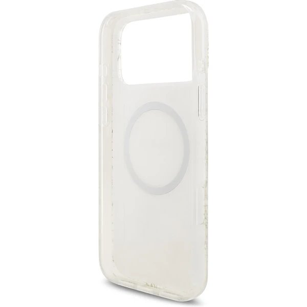 Guess IML Flowers Allover Strap MagSafe kryt iPhone 17 Pro Max biely