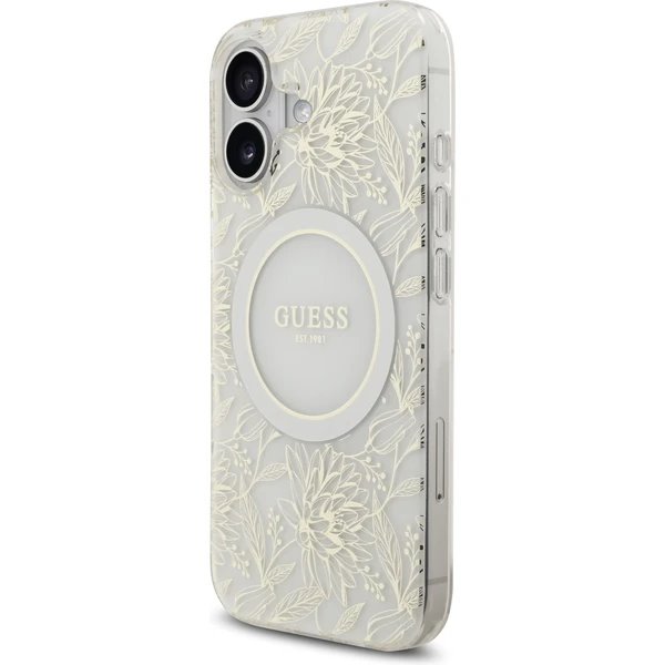 Guess IML Flowers Allover Strap MagSafe kryt iPhone 17 biely