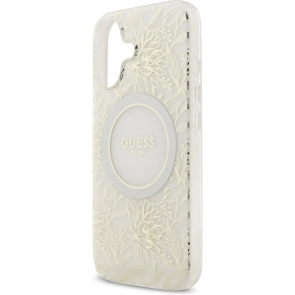Guess IML Flowers Allover Strap MagSafe kryt iPhone 17 biely