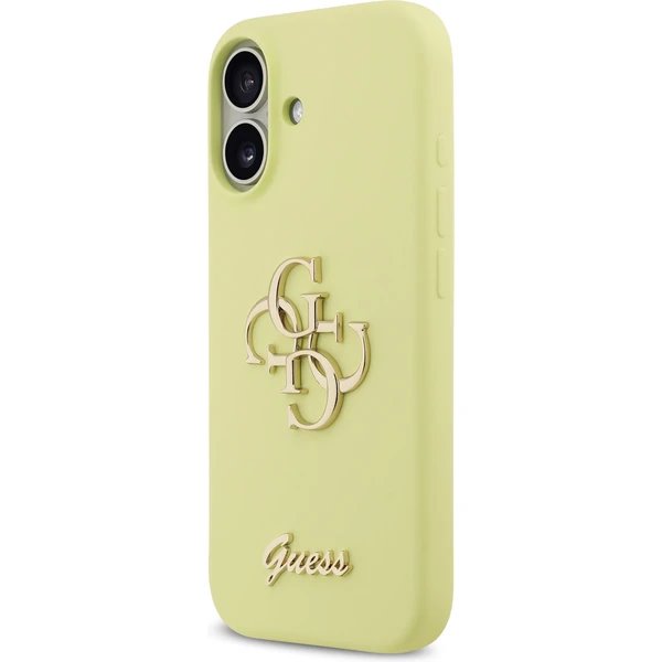 Guess Liquid Silicone 4G Metal Logo kryt iPhone 17 žltý