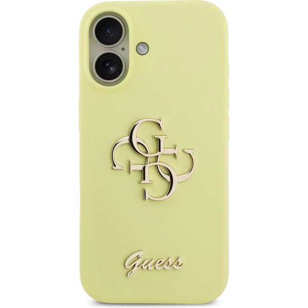 Guess Liquid Silicone 4G Metal Logo kryt iPhone 17 žltý
