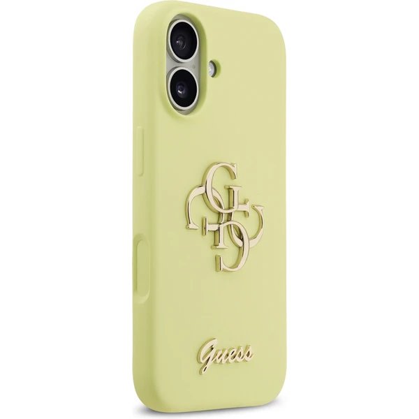 Guess Liquid Silicone 4G Metal Logo kryt iPhone 17 žltý
