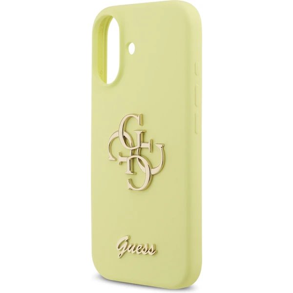 Guess Liquid Silicone 4G Metal Logo kryt iPhone 17 žltý
