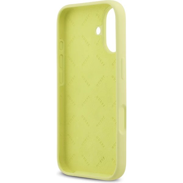 Guess Liquid Silicone 4G Metal Logo kryt iPhone 17 žltý