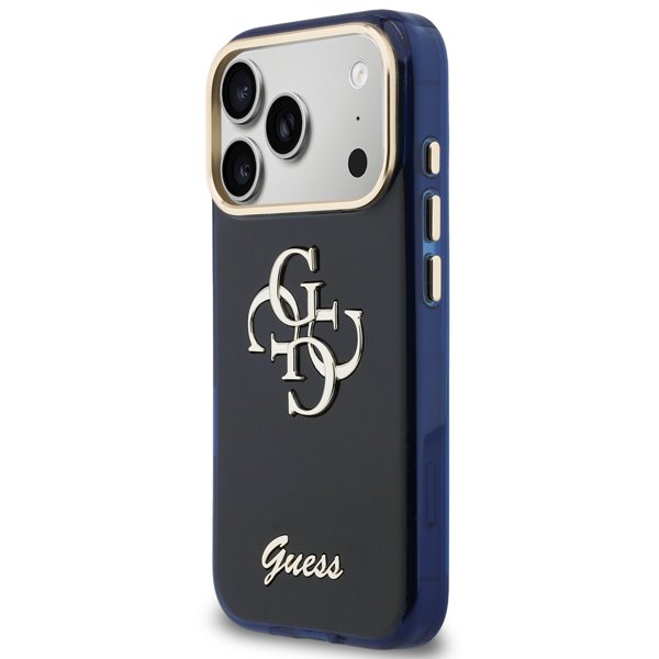 Guess IML 4G Script Metal Logo kryt iPhone 17 Pro Max modrý