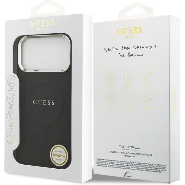 Guess PU Saffiano MagSafe kryt iPhone 17 Pro Max černý
