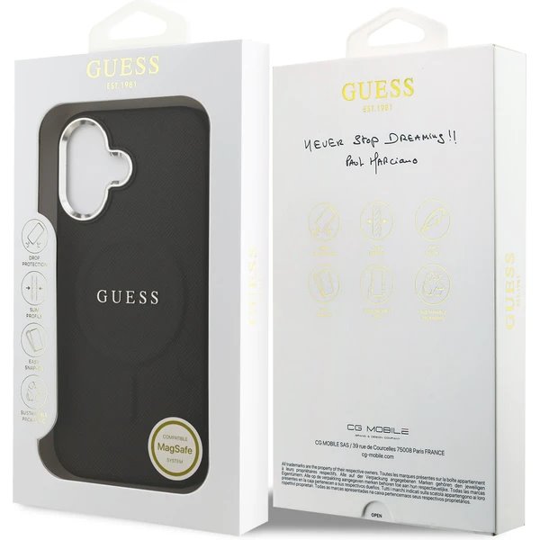 Guess PU Saffiano MagSafe kryt iPhone 17 čierny
