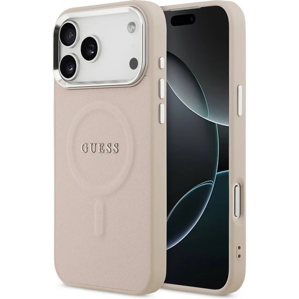 Guess PU Saffiano MagSafe kryt iPhone 17 Pro Max ružový