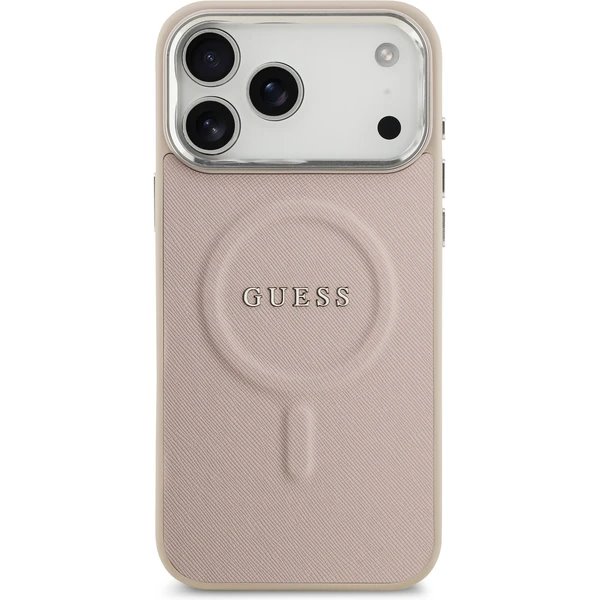 Guess PU Saffiano MagSafe kryt iPhone 17 Pro Max ružový