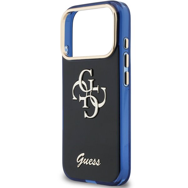 Guess IML 4G Script Metal Logo kryt iPhone 17 Pro modrý
