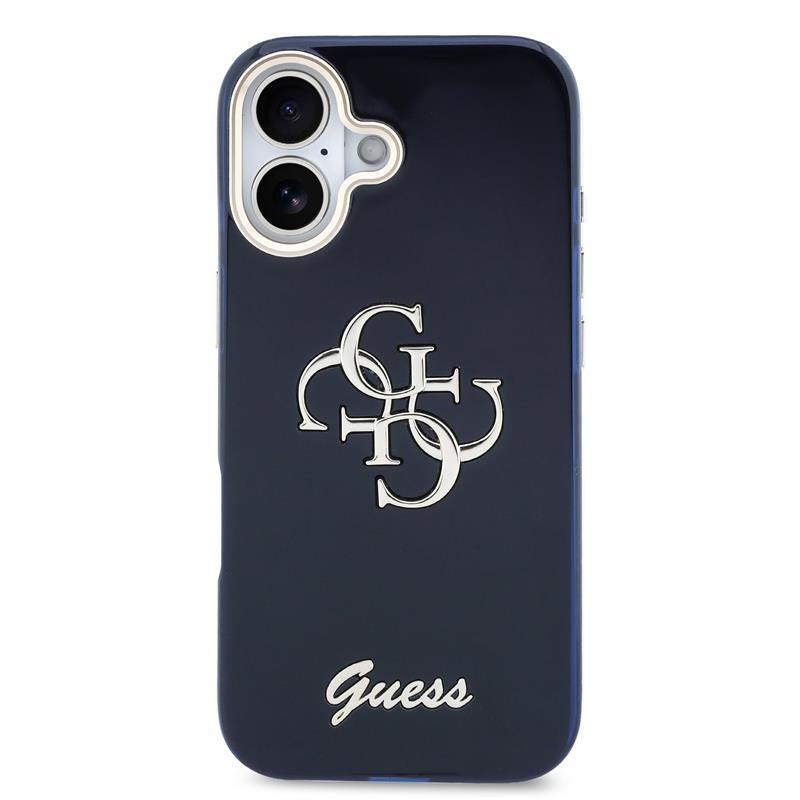 Guess IML 4G Script Metal Logo kryt iPhone 17 modrý