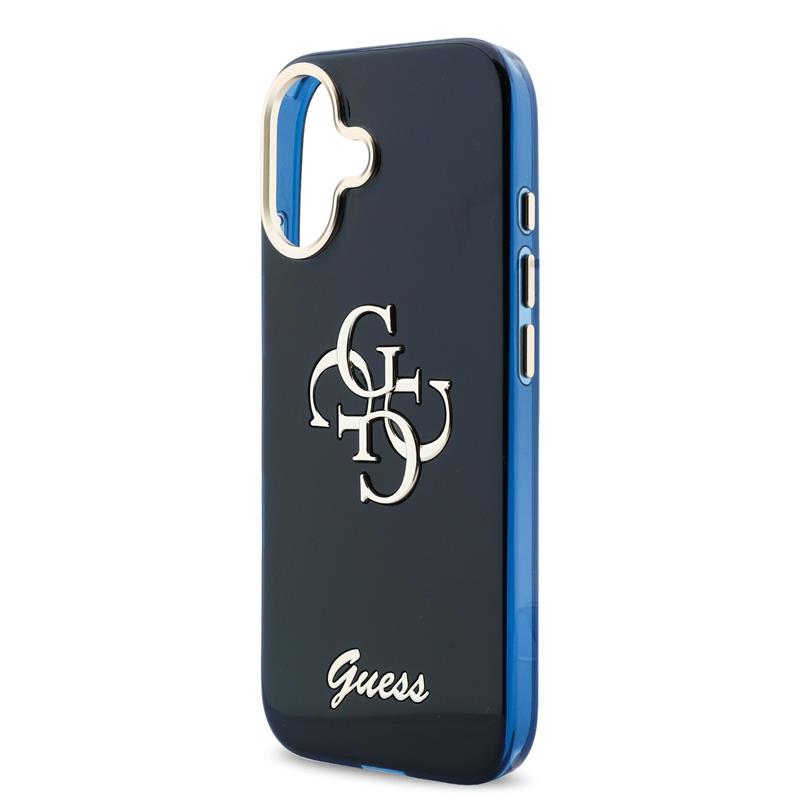 Guess IML 4G Script Metal Logo kryt iPhone 17 modrý