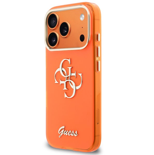 Guess IML 4G Script Metal Logo kryt iPhone 17 Pro Max oranžový