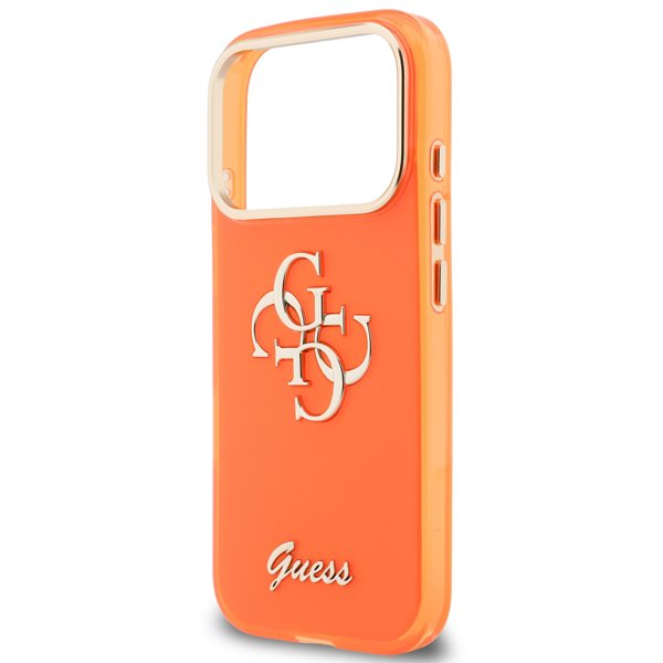 Guess IML 4G Script Metal Logo kryt iPhone 17 Pro Max oranžový