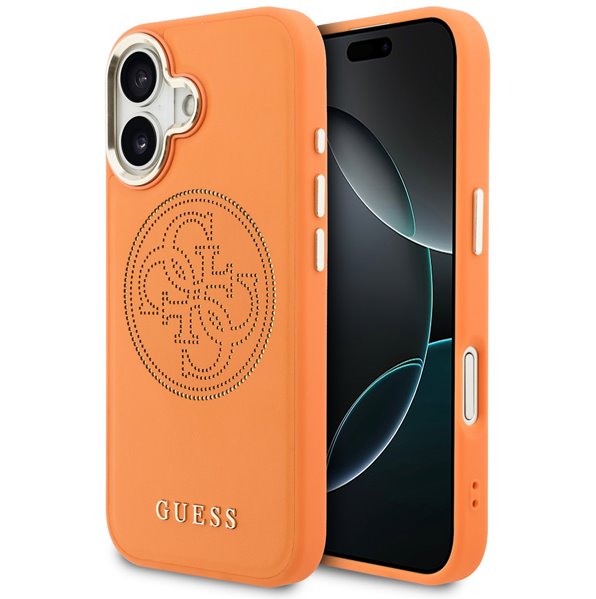 Guess PU Perforated 4G Logo MagSafe kryt iPhone 17 oranžový