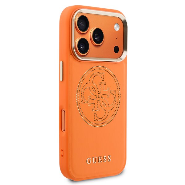 Guess PU Perforated 4G Logo MagSafe kryt iPhone 17 Pro oranžový