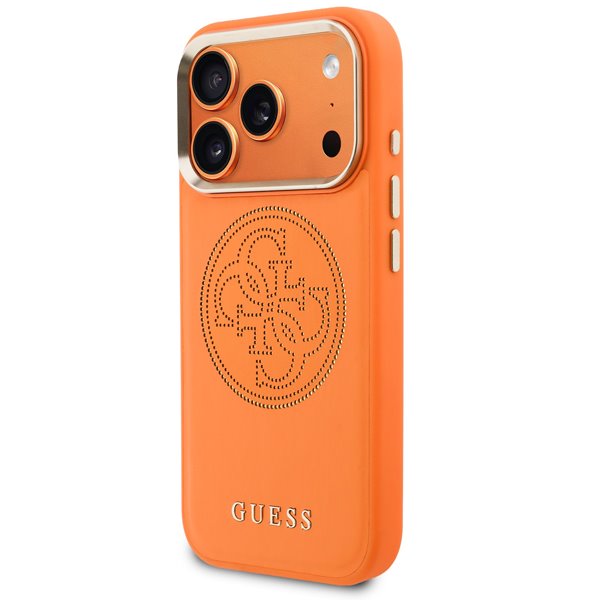 Guess PU Perforated 4G Logo MagSafe kryt iPhone 17 Pro Max oranžový