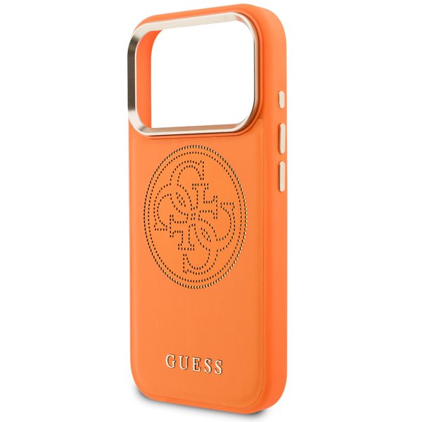 Guess PU Perforated 4G Logo MagSafe kryt iPhone 17 Pro Max oranžový