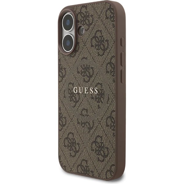 Guess PU Leather 4G Colored Ring MagSafe kryt iPhone 17 hnědý