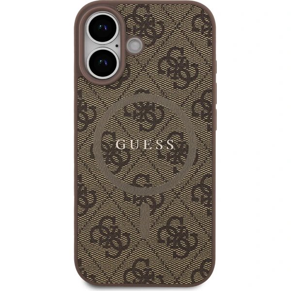 Guess PU Leather 4G Colored Ring MagSafe kryt iPhone 17 hnědý