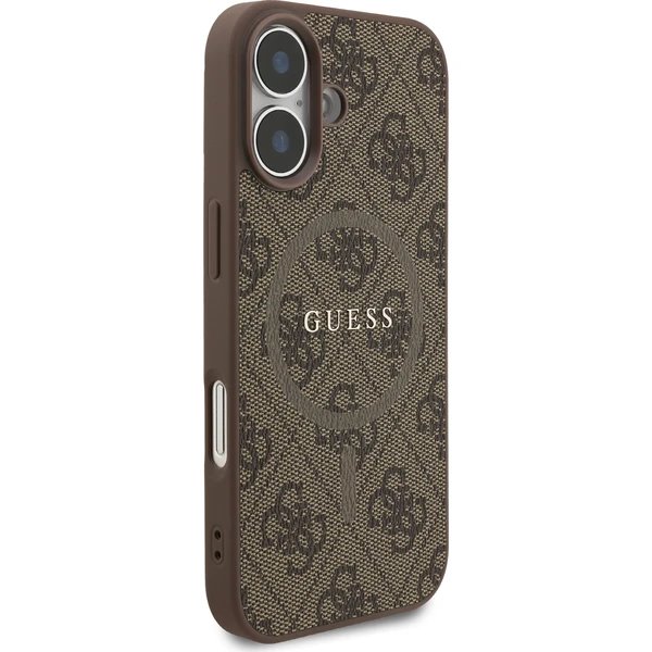 Guess PU Leather 4G Colored Ring MagSafe kryt iPhone 17 hnědý
