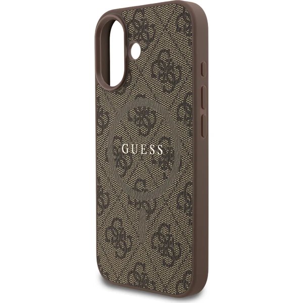 Guess PU Leather 4G Colored Ring MagSafe kryt iPhone 17 hnědý