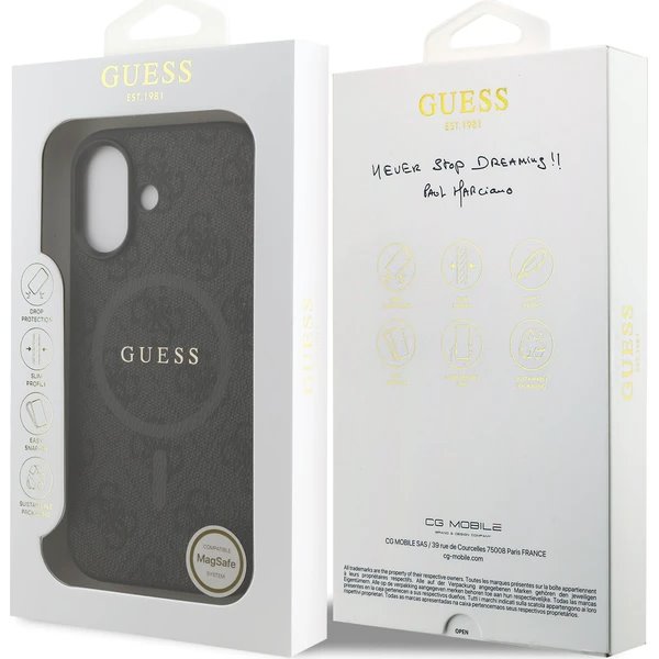 Guess PU Leather 4G Colored Ring MagSafe kryt iPhone 17 černý