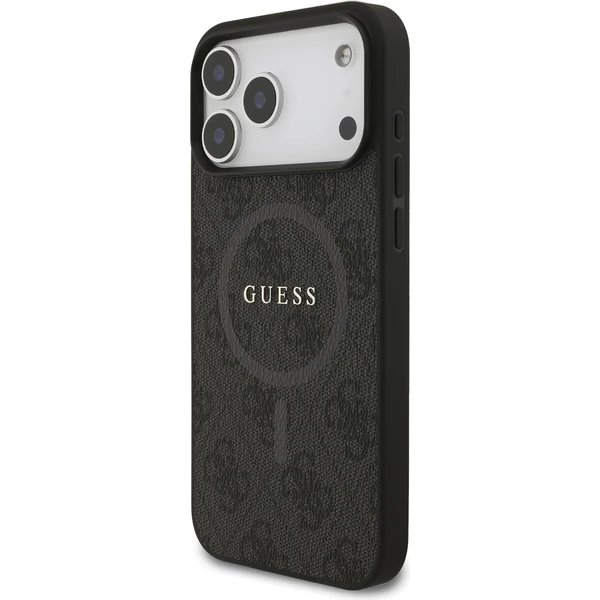 Guess PU Leather 4G Colored Ring MagSafe kryt iPhone 17 Pro Max černý