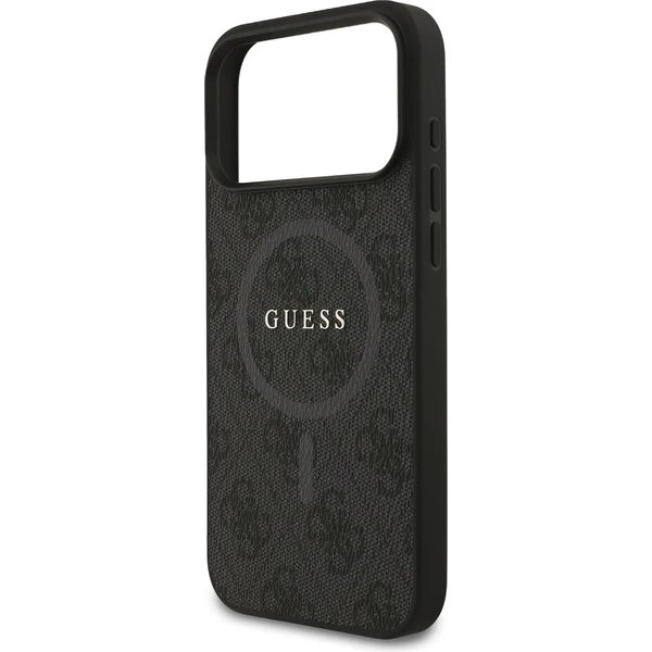 Guess PU Leather 4G Colored Ring MagSafe kryt iPhone 17 Pro Max černý