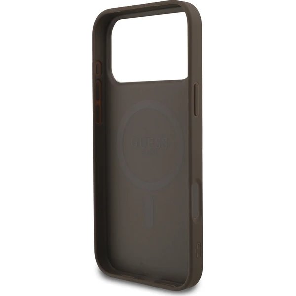 Guess PU Leather 4G Colored Ring MagSafe kryt iPhone 17 Pro hnědý