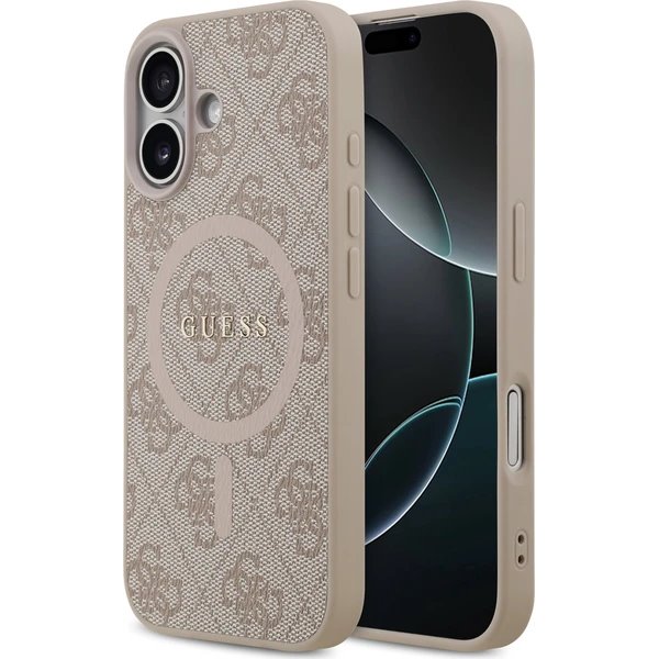 Guess PU Leather 4G Colored Ring MagSafe kryt iPhone 17 růžový