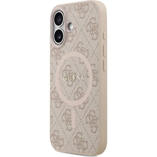 Guess PU Leather 4G Colored Ring MagSafe kryt iPhone 17 růžový