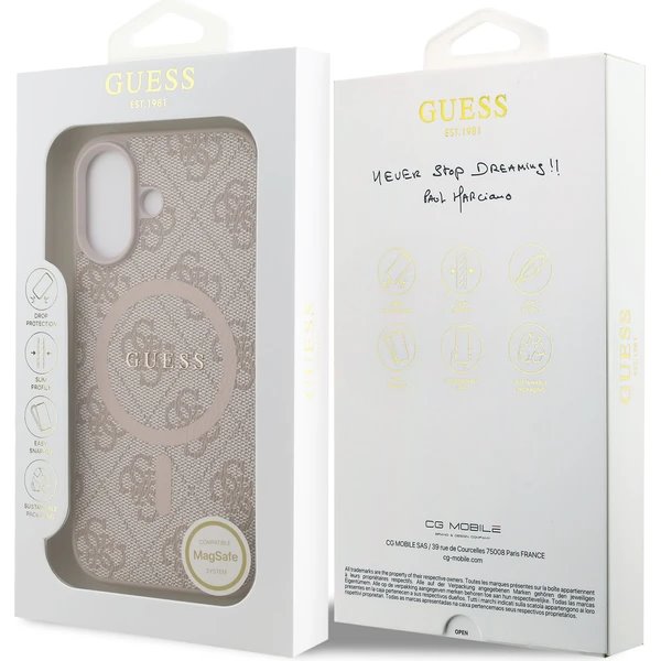 Guess PU Leather 4G Colored Ring MagSafe kryt iPhone 17 růžový