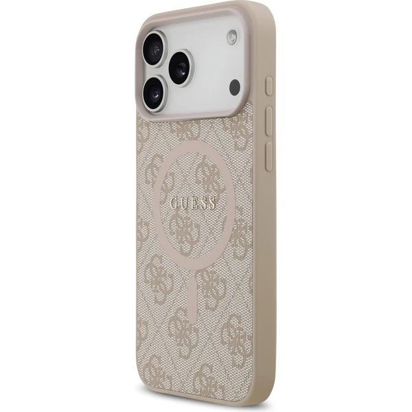 Guess PU Leather 4G Colored Ring MagSafe kryt iPhone 17 Pro Max růžový