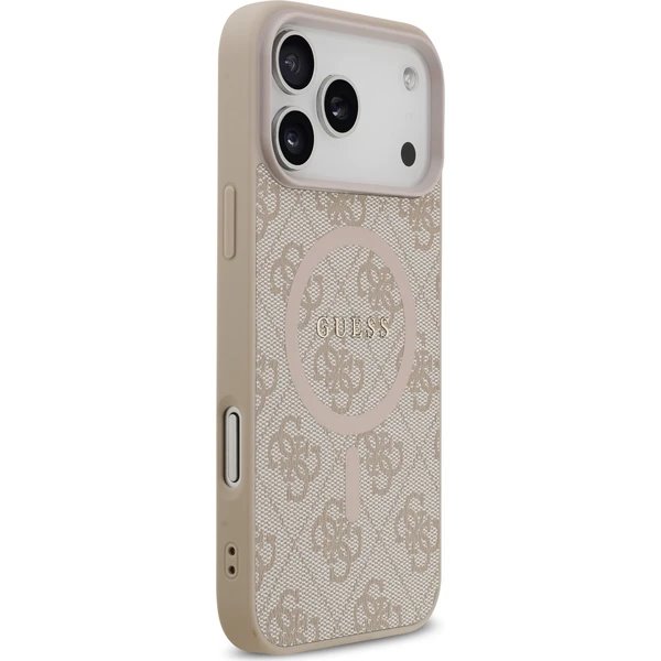 Guess PU Leather 4G Colored Ring MagSafe kryt iPhone 17 Pro Max růžový