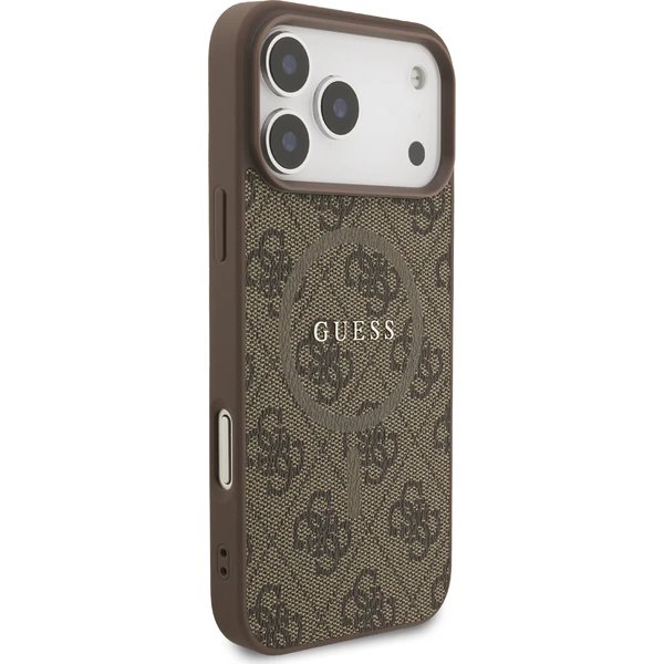 Guess PU Leather 4G Colored Ring MagSafe kryt iPhone 17 Pro Max hnědý