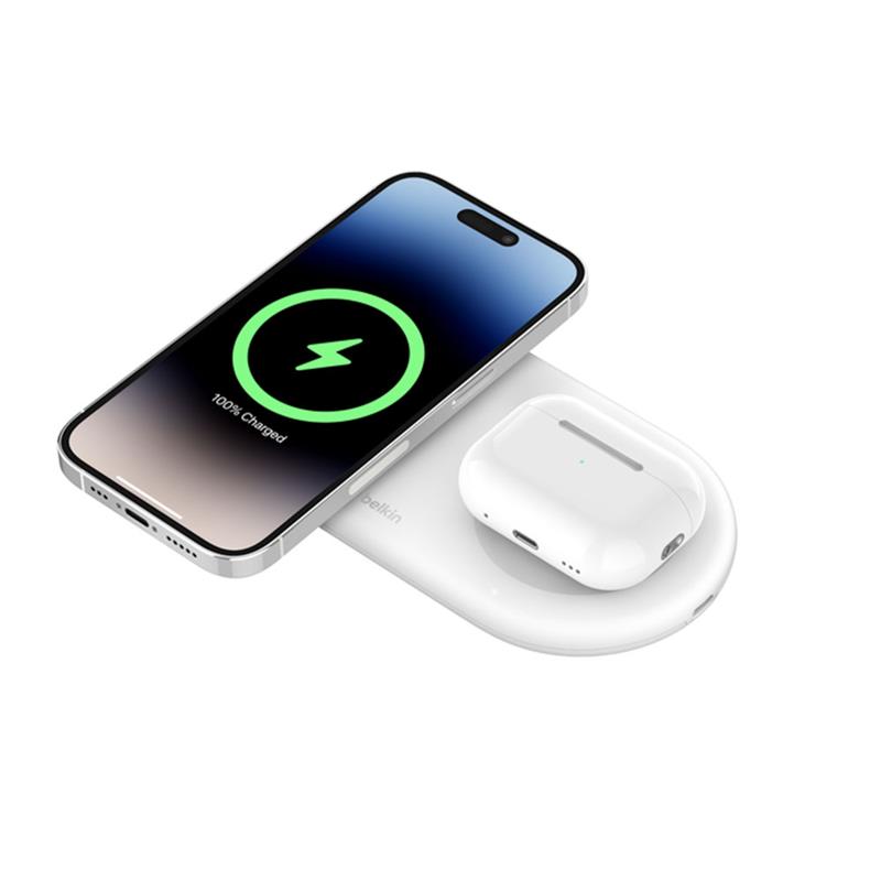 Belkin Boost Charge Pro 2-in-1 Magnetic Wireless Charging Pad with Qi2 15W - White *Rozbalený*