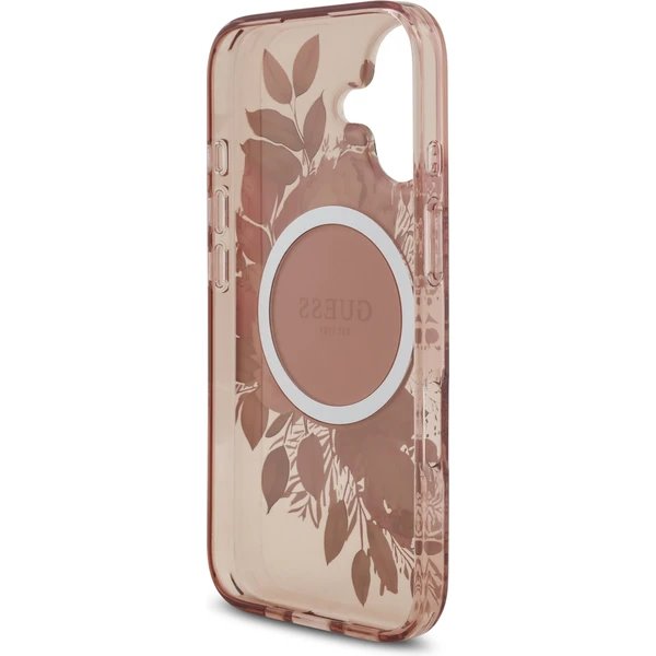 Guess IML Flowers Strap MagSafe kryt iPhone 17 ružový