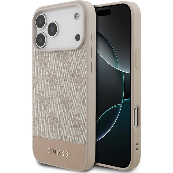 Guess PU 4G Stripe kryt iPhone 17 Pro Max ružový